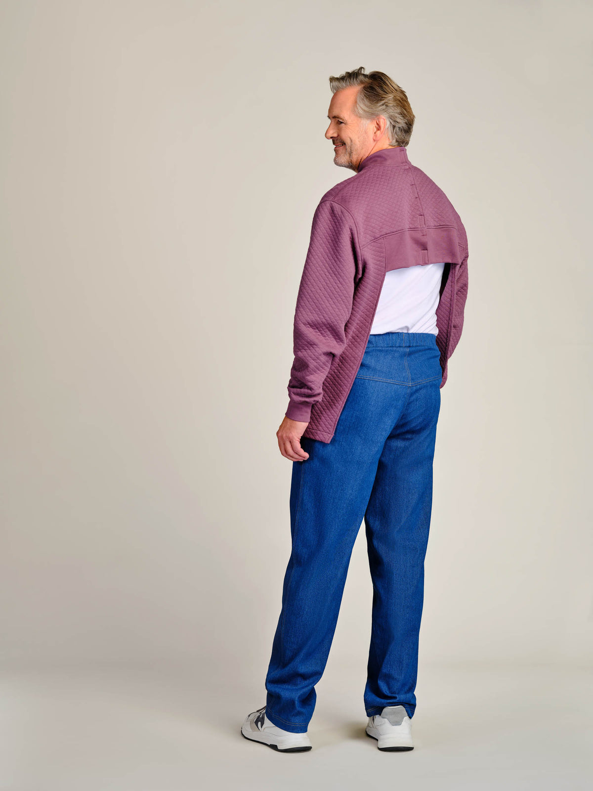 Herrecardigan med elastisk hals og ermeåpning (7257)