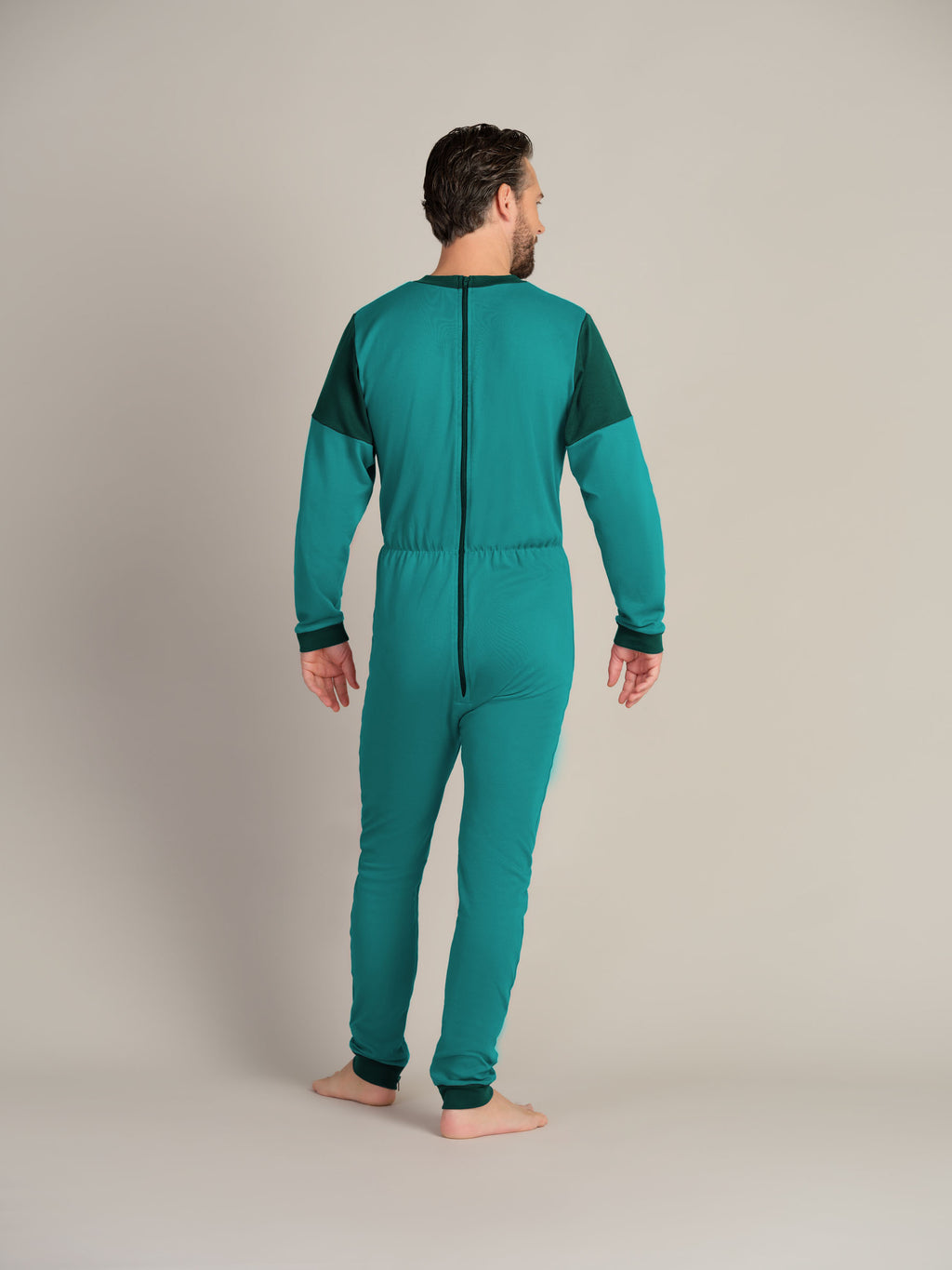 Hel drakt uten føtter, trikot, med glidelås bak og i skrittet (1011)