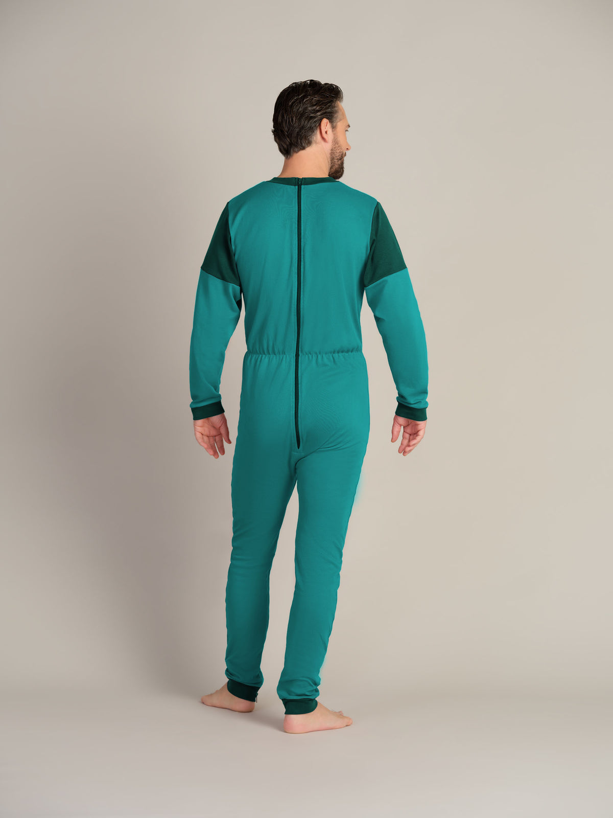Hel drakt uten føtter, trikot, med glidelås bak og i skrittet (1011)